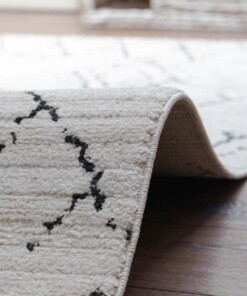 Alfombra bereber Beni Ouarain Sufian - Crema/Negro - close up, thumbnail