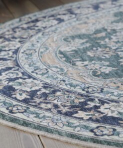 Alfombra exterior vintage ovalada​ - Valenca Nova verde oscuro - close up, thumbnail