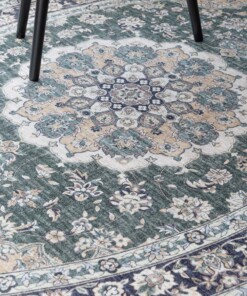 Alfombra exterior vintage ovalada​ - Valenca Nova verde oscuro - close up, thumbnail