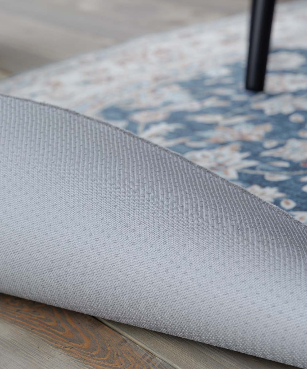 Alfombra exterior vintage ovalada - Valenca Nova dorado/azul - close up Alfombra exterior vintage ovalada - Valenca Nova dorado/azul - close up