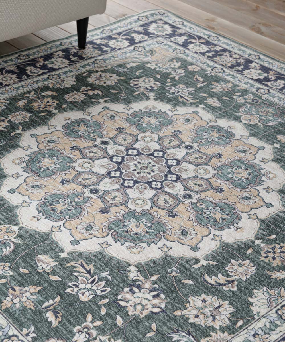 Alfombra exterior vintage cuadrada - Valenca Nova verde oscuro - close up Alfombra exterior vintage cuadrada - Valenca Nova verde oscuro - close up