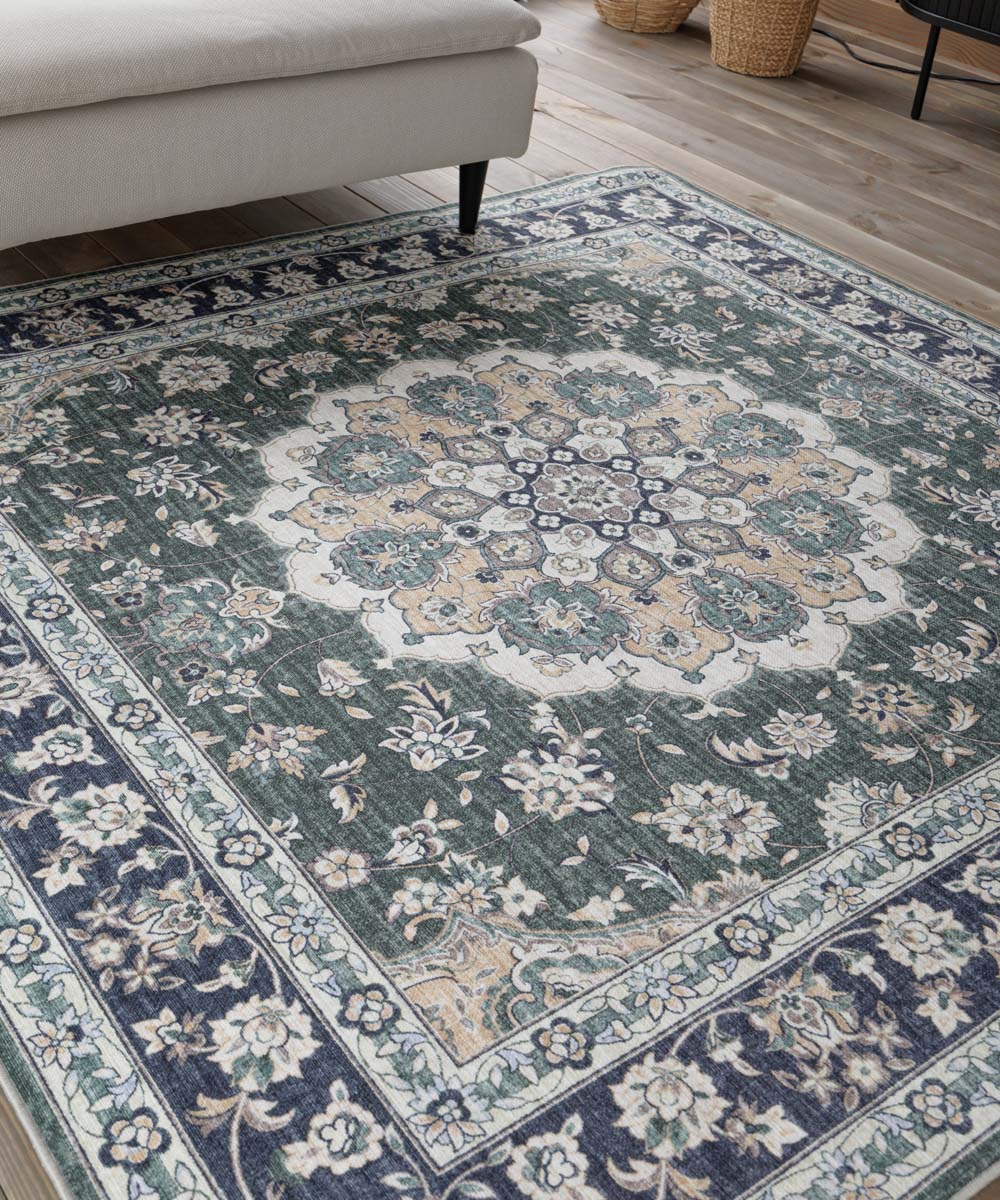 Alfombra exterior vintage cuadrada - Valenca Nova verde oscuro - close up Alfombra exterior vintage cuadrada - Valenca Nova verde oscuro - close up