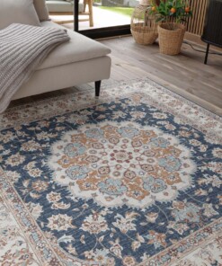 Alfombra exterior vintage cuadrada - Valenca Nova dorado/azul - close up, thumbnail Alfombra exterior vintage cuadrada - Valenca Nova dorado/azul - close up, thumbnail