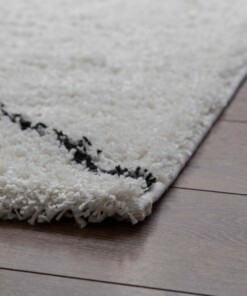 Alfombra cuadrada bereber de pelo largo Artisan - Blanco/Negro - close up, thumbnail Alfombra cuadrada bereber de pelo largo Artisan - Blanco/Negro - close up, thumbnail