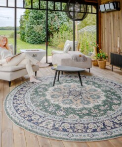 Alfombra exterior redonda vintage - Valenca Nova verde oscuro - sfeer Alfombra exterior redonda vintage - Valenca Nova verde oscuro - sfeer