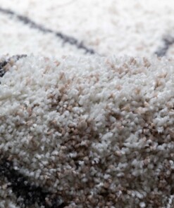 Alfombra redonda a rombos de pelo largo Artisan - Blanco/Gris - close up, thumbnail