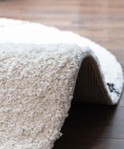 Alfombra bereber redonda de pelo largo Artisan - Blanco/Negro - close up, thumbnail