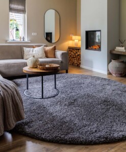 Alfombra redonda de pelo largo Shaggy Grand - Gris oscuro - sfeer, thumbnail