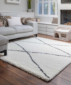 Alfombra cuadrada bereber de pelo largo Artisan - Blanco/Negro - sfeer Alfombra cuadrada bereber de pelo largo Artisan - Blanco/Negro - sfeer