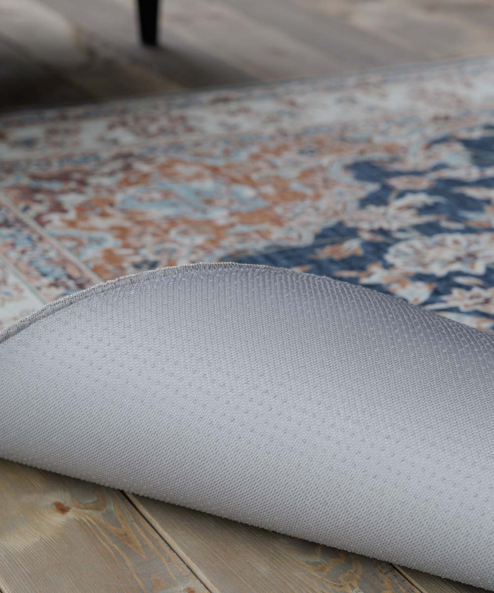 Alfombra exterior vintage - Valenca Nova dorado/azul - close up Alfombra exterior vintage - Valenca Nova dorado/azul - close up