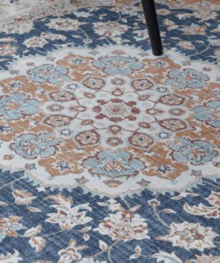 Alfombra exterior vintage - Valenca Nova dorado/azul - close up, thumbnail Alfombra exterior vintage - Valenca Nova dorado/azul - close up, thumbnail