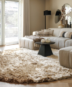Alfombra redonda de terciopelo - Auréa beige - sfeer
