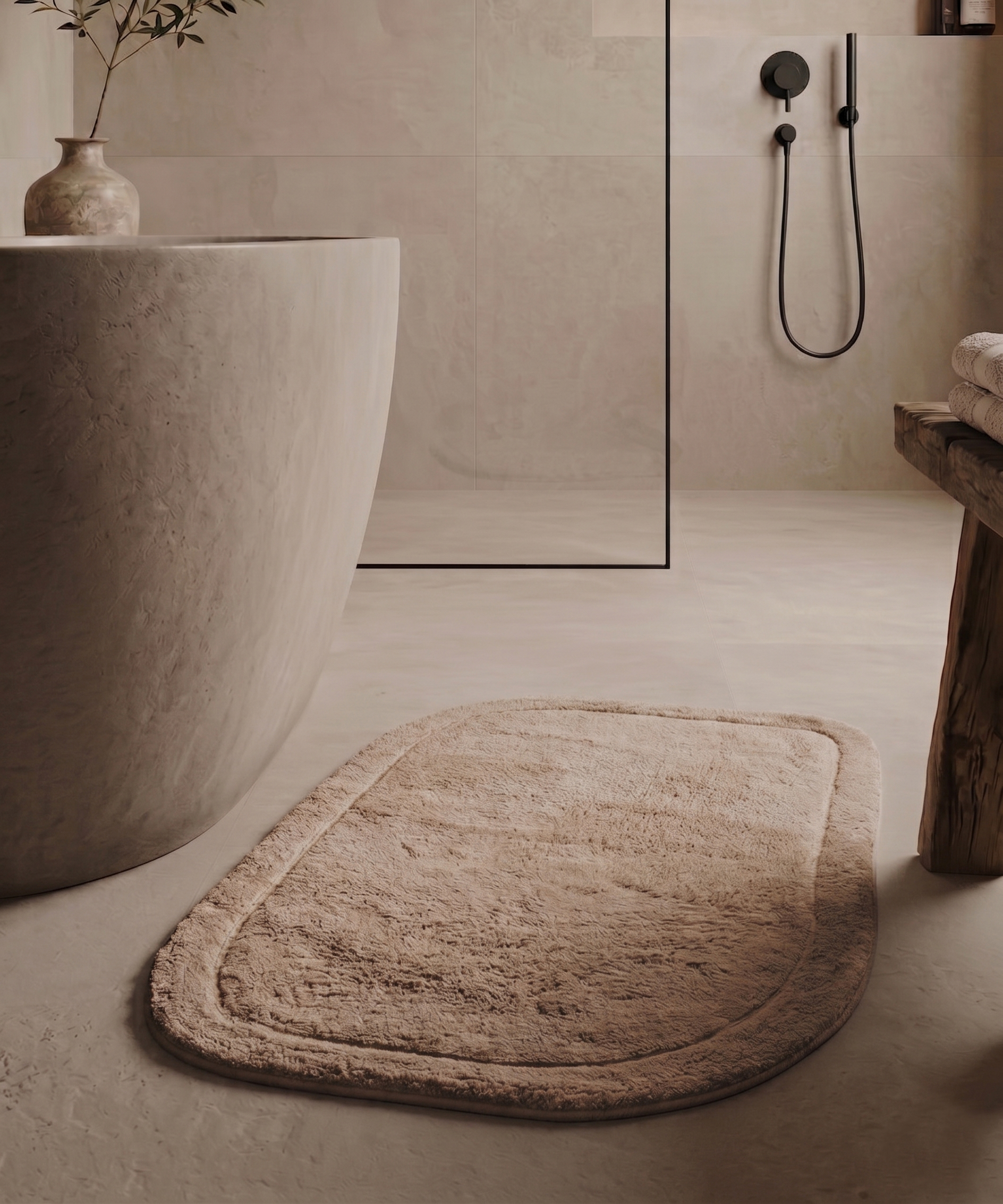 Alfombra de baño orgánica - Lunja beige - sfeer Alfombra de baño orgánica - Lunja beige - sfeer