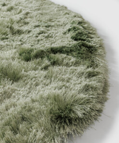 Alfombra redonda de terciopelo - Auréa verde salvia - close up, thumbnail