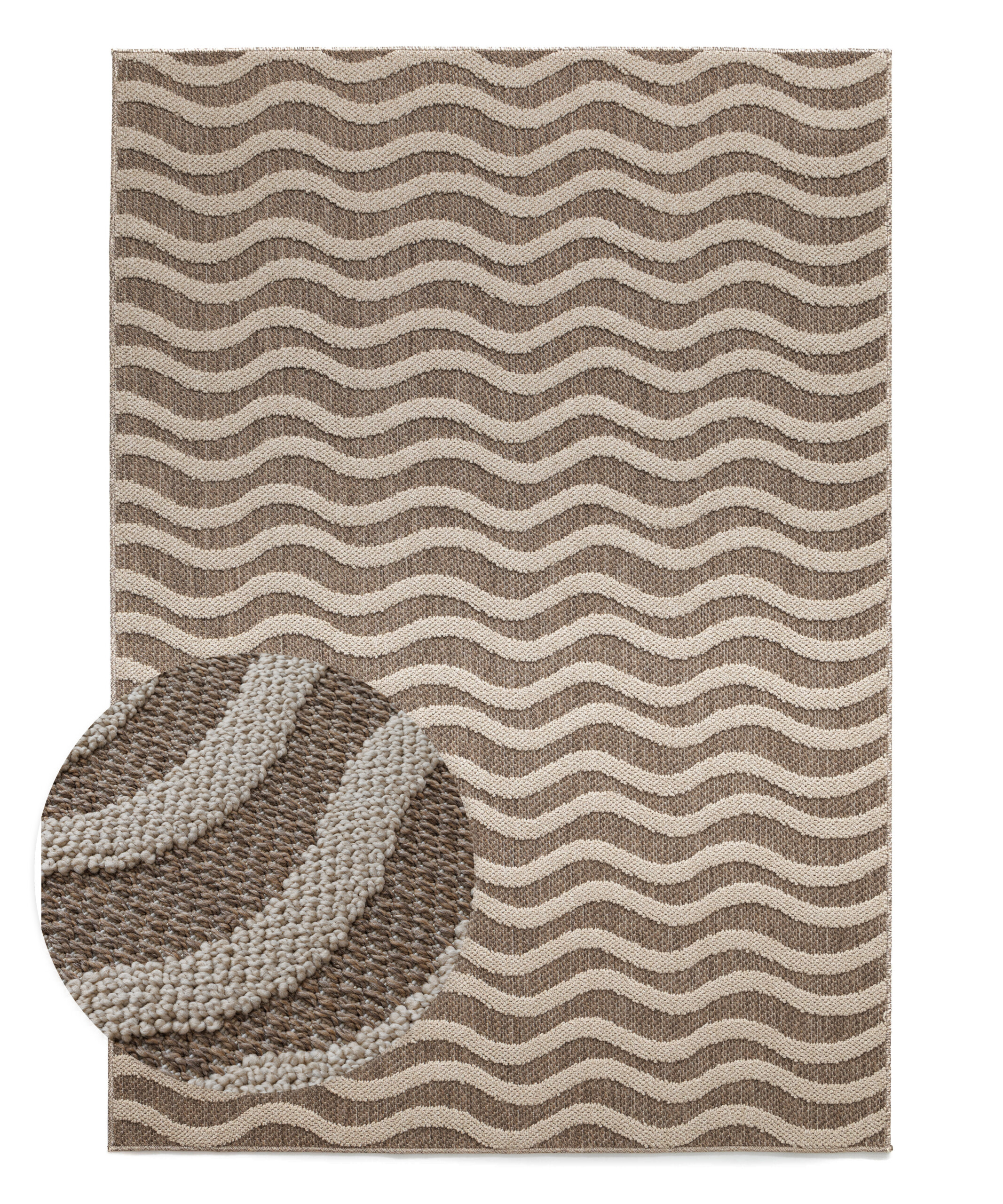 Alfombra exterior - Dunor Ripple marrón/beige - overzicht Alfombra exterior - Dunor Ripple marrón/beige - overzicht