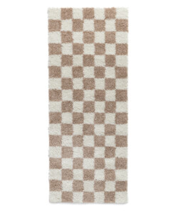 Alfombra pasillo de ajedrez - Check marfil/beige - overzicht, thumbnail