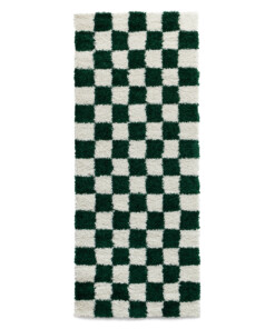 Alfombra pasillo de ajedrez - Check marfil/jade - overzicht