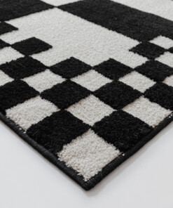 Alfombra ajedrez - Nivo Maeve blanco/negro - close up