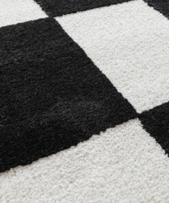 Alfombra ajedrez - Nivo Maeve blanco/negro - close up, thumbnail