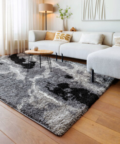 Alfombra de pelo largo Marble Artisan - Gris - sfeer