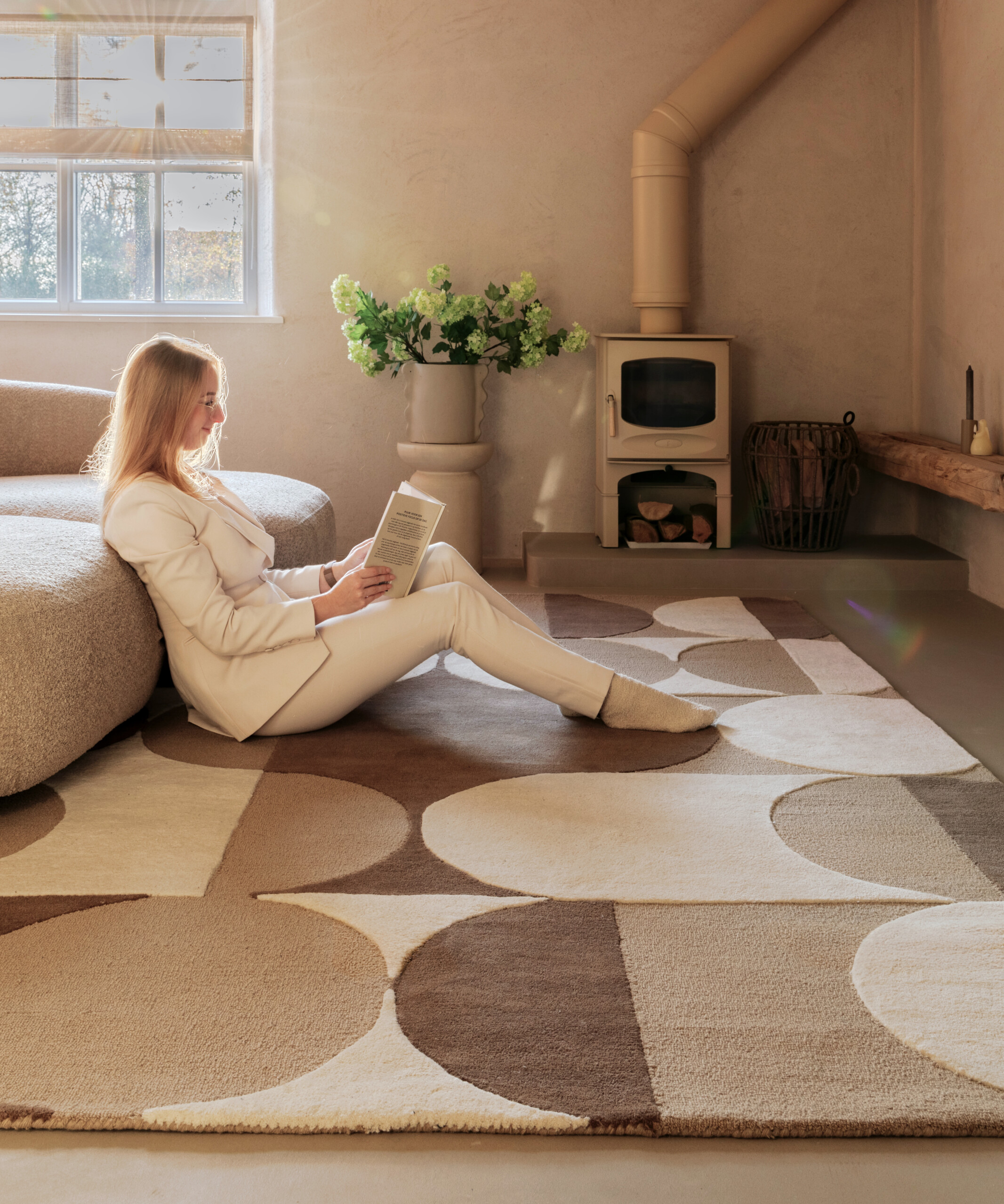 Alfombra retro - Summit Circles beige - sfeer Alfombra retro - Summit Circles beige - sfeer