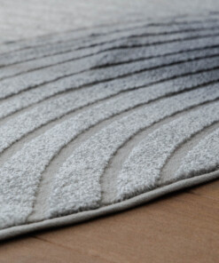 Alfombra redonda de estilo escandinavo - Contour Curve Gris - close up
