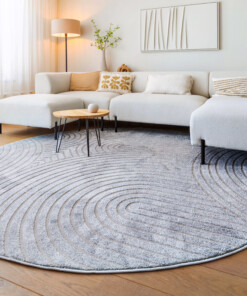Alfombra redonda de estilo escandinavo - Contour Curve Gris - sfeer Alfombra redonda de estilo escandinavo - Contour Curve Gris - sfeer