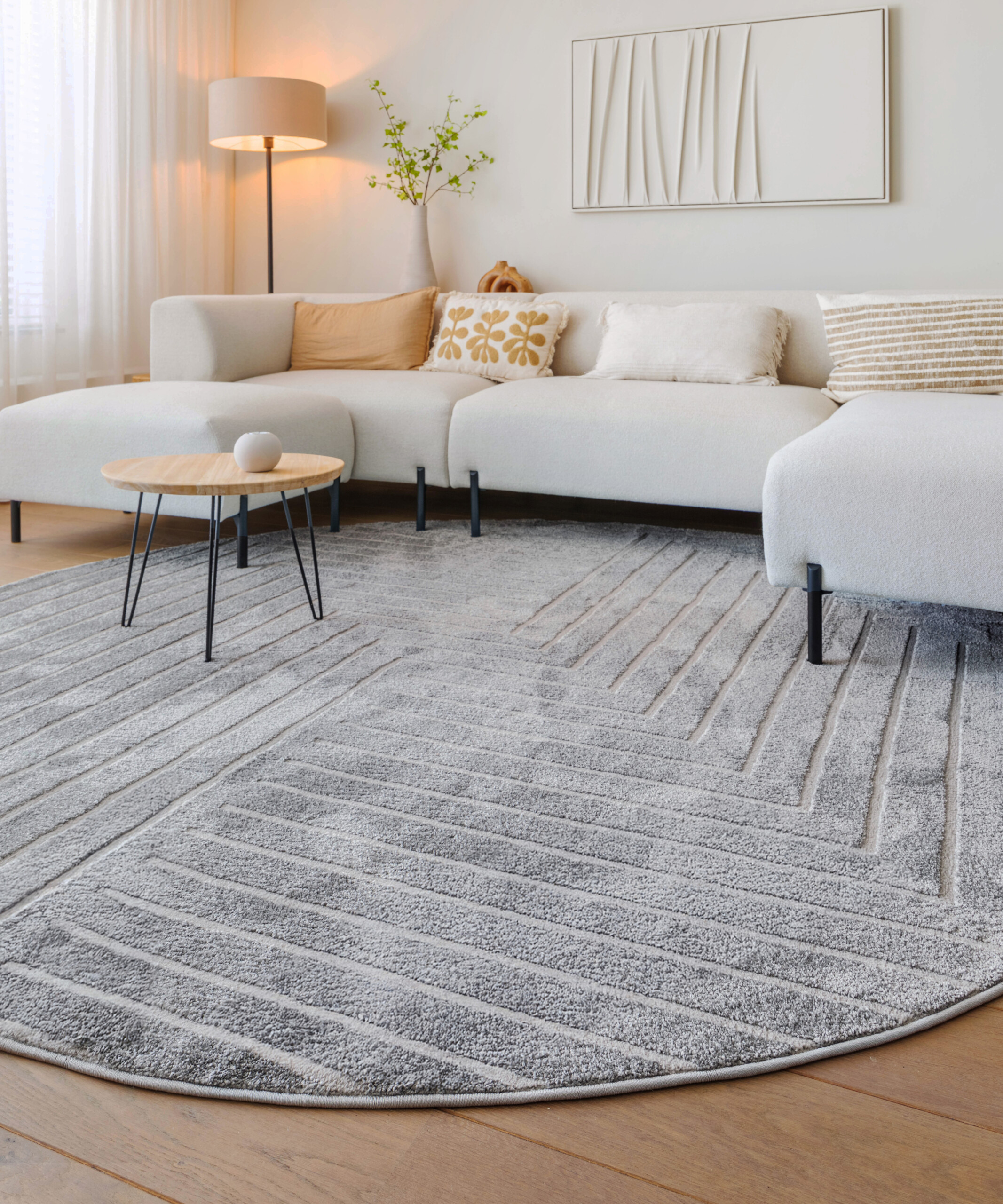 Alfombra redonda de estilo escandinavo - Contour Edge Gris - sfeer Alfombra redonda de estilo escandinavo - Contour Edge Gris - sfeer