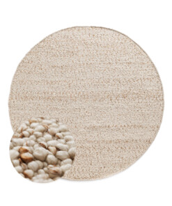 Alfombra redonda de lana - Bergull marfil/beige - overzicht