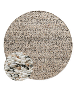 Alfombra redonda de lana - Bergull marfil/gris - overzicht