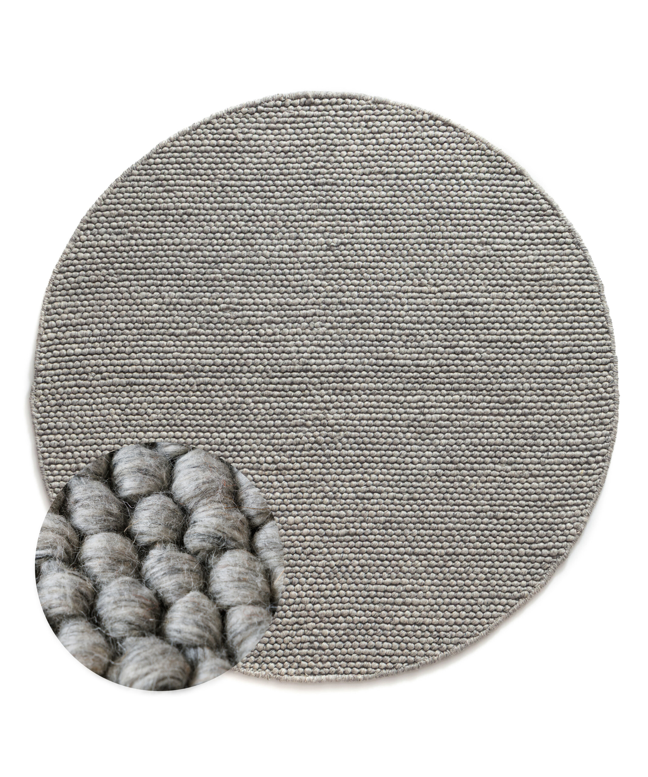 Alfombra lana redonda - Løkke gris claro - overzicht Alfombra lana redonda - Løkke gris claro - overzicht