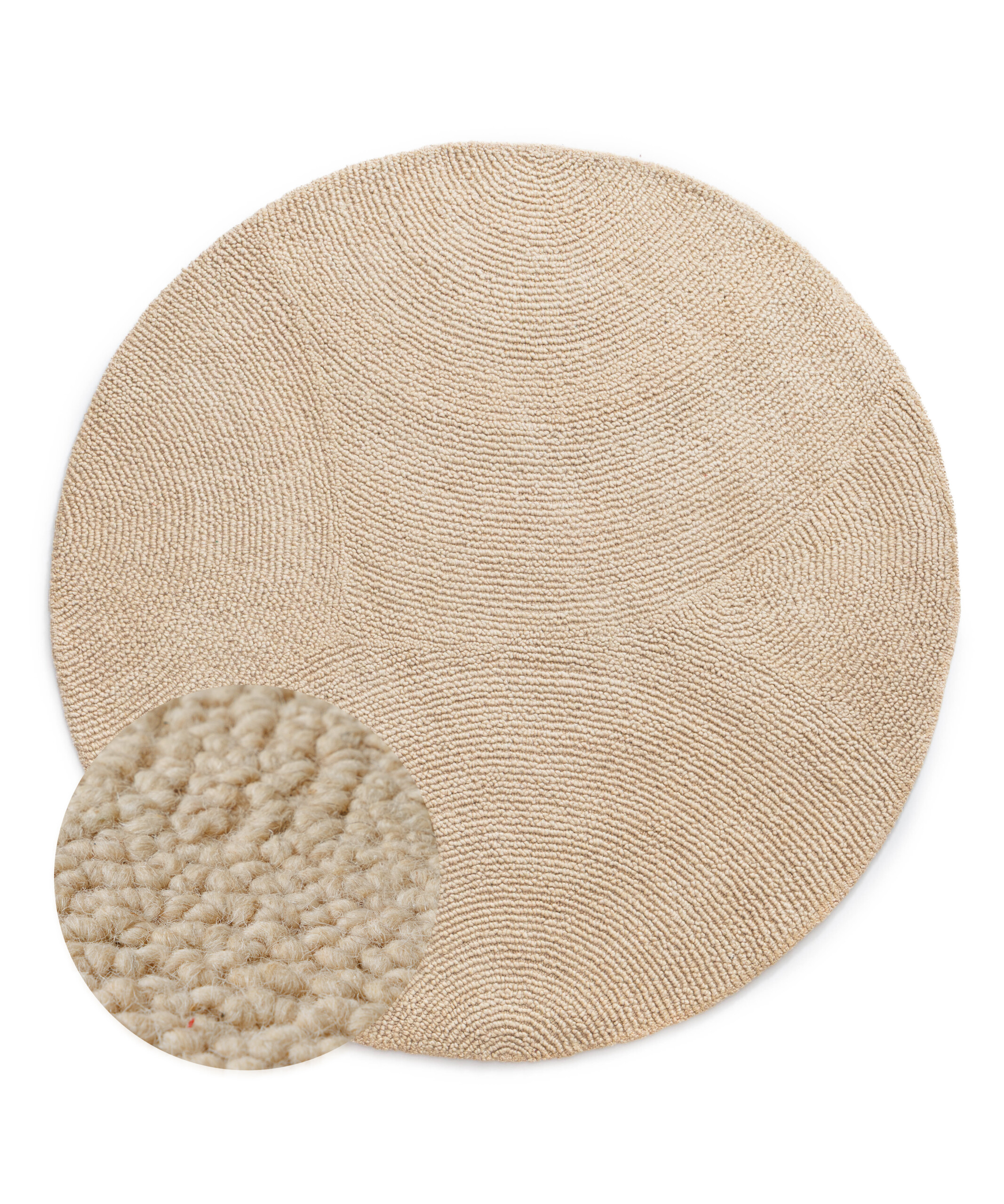 Alfombra redonda de lana - Tvist beige claro - overzicht Alfombra redonda de lana - Tvist beige claro - overzicht