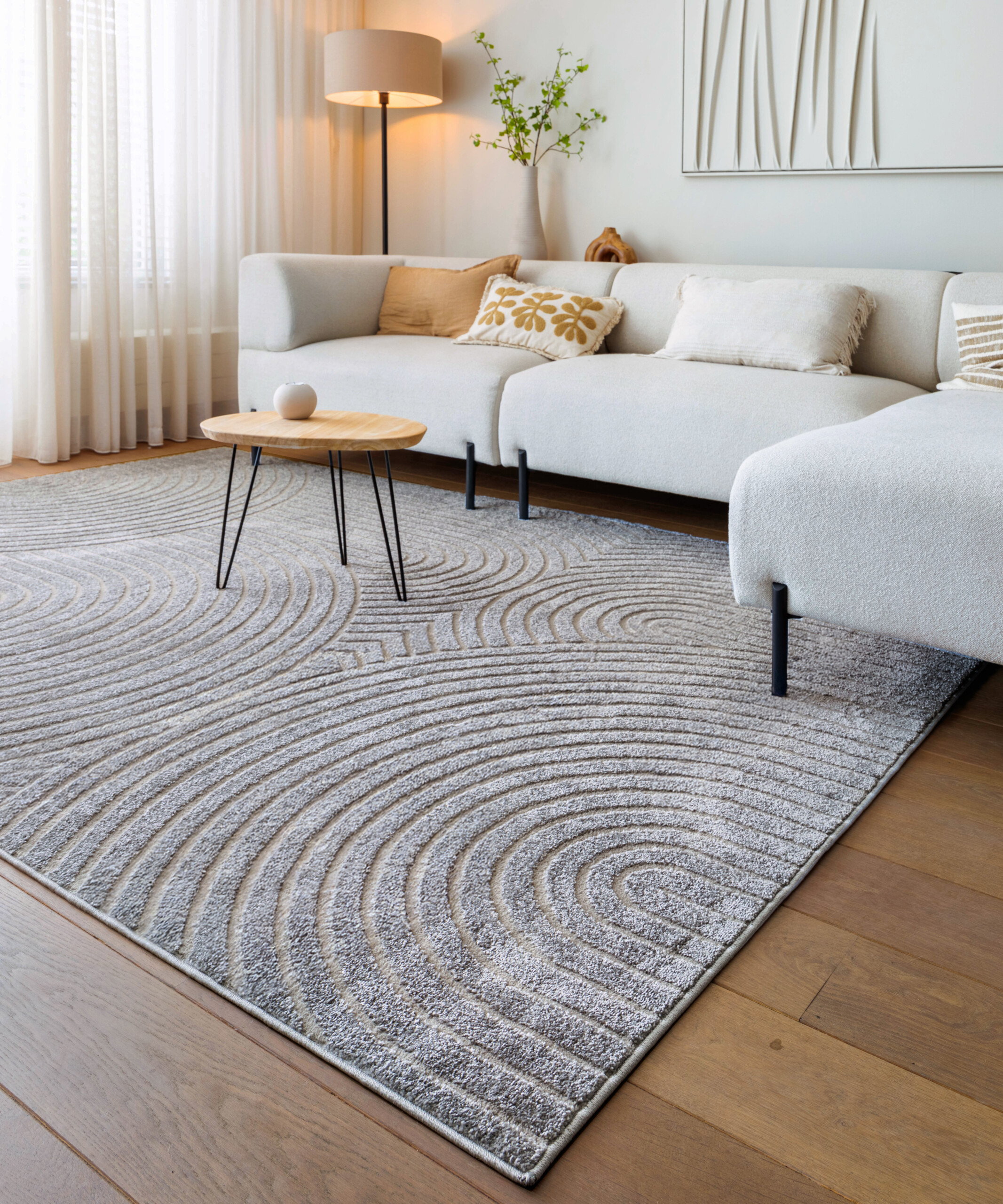 Alfombra de estilo escandinavo - Contour Curve Gris - sfeer Alfombra de estilo escandinavo - Contour Curve Gris - sfeer