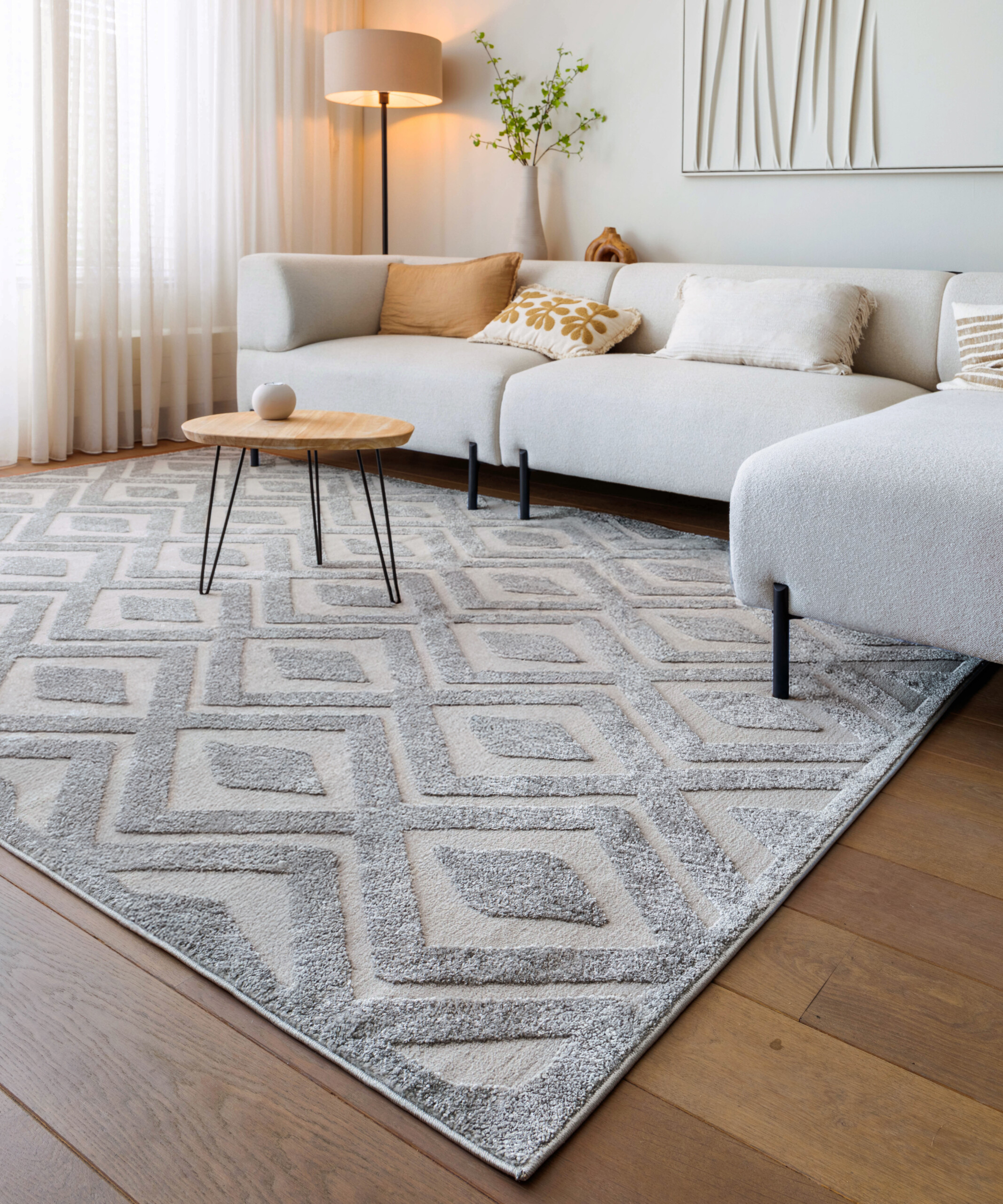 Alfombra de estilo escandinavo - Contour Diamond Gris - sfeer Alfombra de estilo escandinavo - Contour Diamond Gris - sfeer