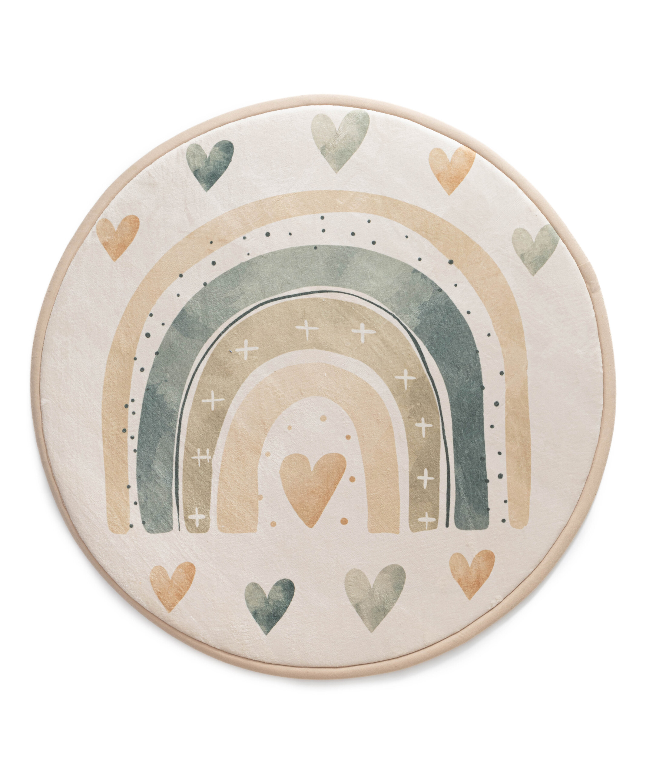 Alfombra redonda infantil - Pluffy Heart crema/multi - overzicht Alfombra redonda infantil - Pluffy Heart crema/multi - overzicht
