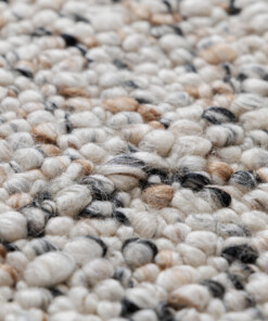 Alfombra redonda de lana - Bergull marfil/gris - close up, thumbnail
