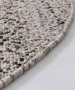 Alfombra redonda de lana - Bergull marfil/gris - close up, thumbnail