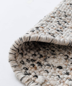 Alfombra redonda de lana - Bergull marfil/gris - close up, thumbnail