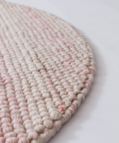 Alfombra lana redonda - Fjell crema/rosa - close up, thumbnail