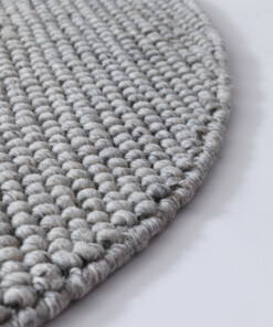 Alfombra lana redonda - Fjell gris claro - close up, thumbnail
