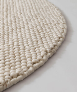 Alfombra lana redonda - Fjell blanco - close up, thumbnail