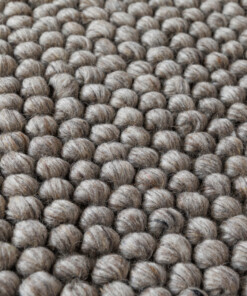 Alfombra lana redonda - Fjell color de arena - close up, thumbnail