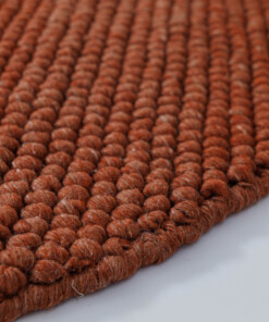 Alfombra lana redonda - Fjell terracota - close up, thumbnail