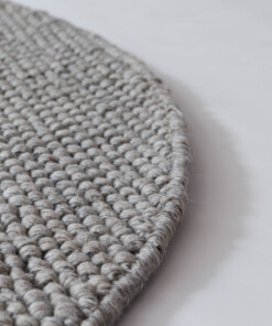 Alfombra lana redonda - Løkke gris claro - close up