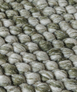 Alfombra lana redonda - Løkke verde oliva - close up, thumbnail Alfombra lana redonda - Løkke verde oliva - close up, thumbnail