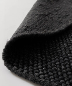 Alfombra lana redonda - Løkke negro - close up, thumbnail