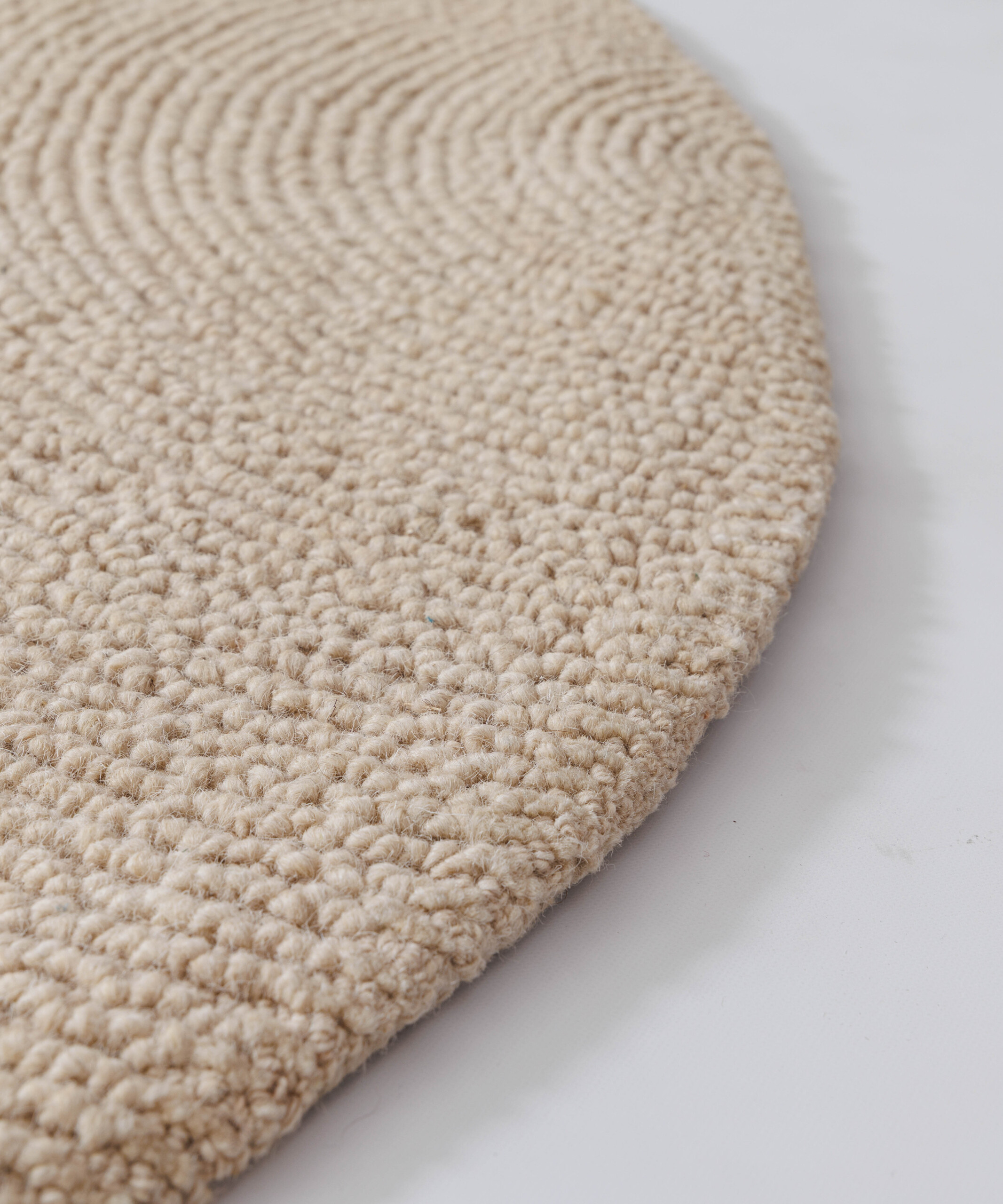 Alfombra redonda de lana - Tvist beige claro - close up Alfombra redonda de lana - Tvist beige claro - close up